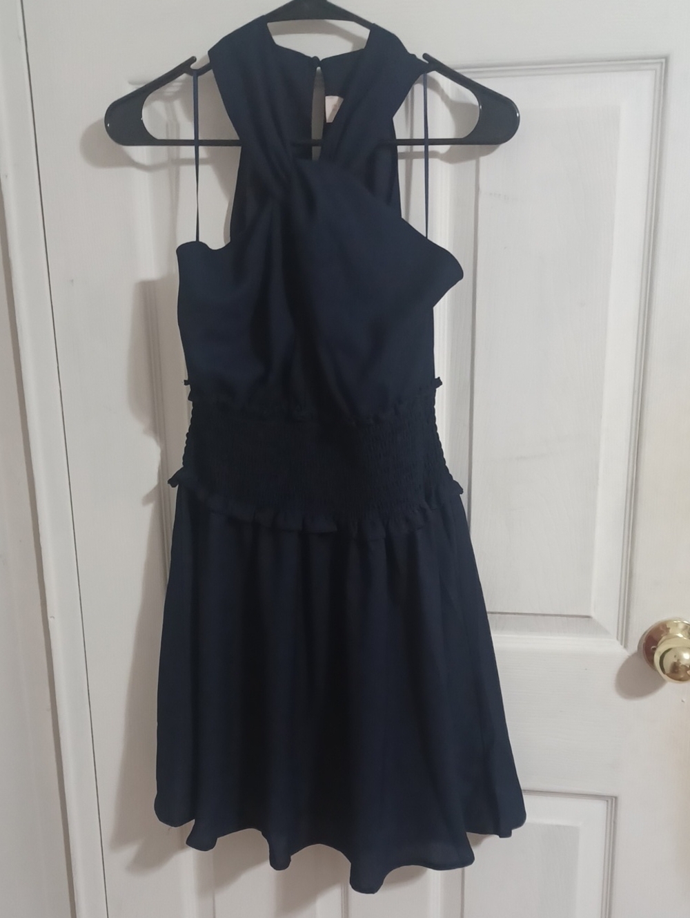 Ciebon Women's Navy Halter Smocked Waist Dress. NWT. Size S